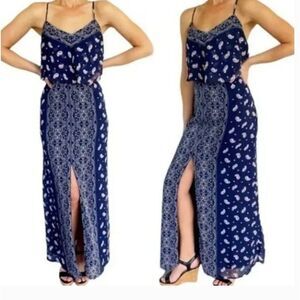 Vera Wang Princess Dress Paisley Maxi Blue Size S